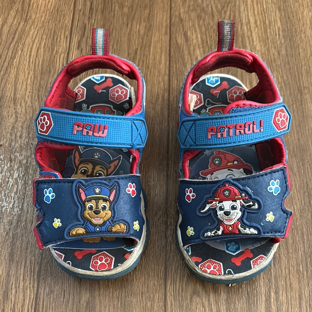 Paw Patrol Red and Blue Light Up Toddler Sandals Size 7